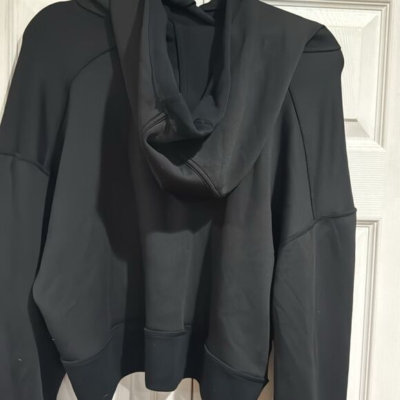 90 degrees soft light scuba Zoe cropped hoodie Black Women's Top - Picture 4 of 4